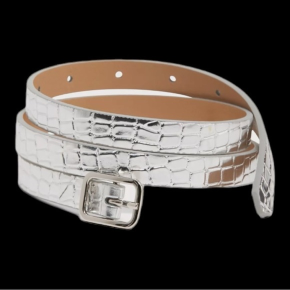 Old Navy Women’s Skinny Metallic Silver Belt. 0.75” Wide. Size XL-XXL (16-18) - Picture 1 of 8